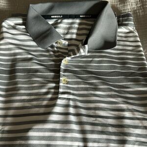 Men’s xl grey and white striped Nike golf polo